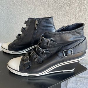 ASH leather wedges with inside zipper and buckles